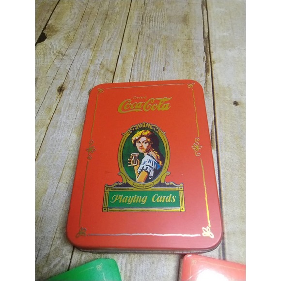 Vintage Coca-Cola Playing Cards 2 Decks Collectors Tin Hong Kong (lvb) - Picture 2 of 7